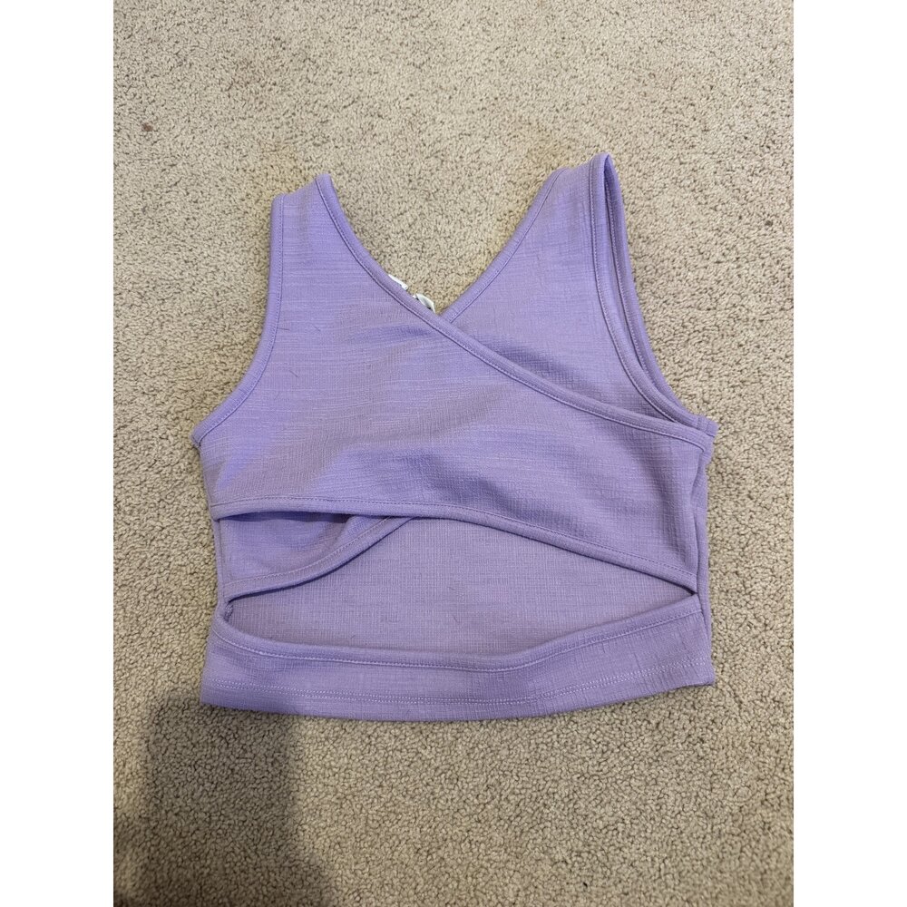 Roxy Ribbed Racerback Crop Tank - Size M - Lavender - Picture 2 of 3